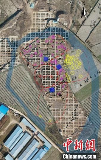 圖為位于甘肅省天水市張家川回族自治縣境內(nèi)的圪垯川遺址史家類型時(shí)期大型環(huán)壕聚落布局。(資料圖) 甘肅省文物局供圖