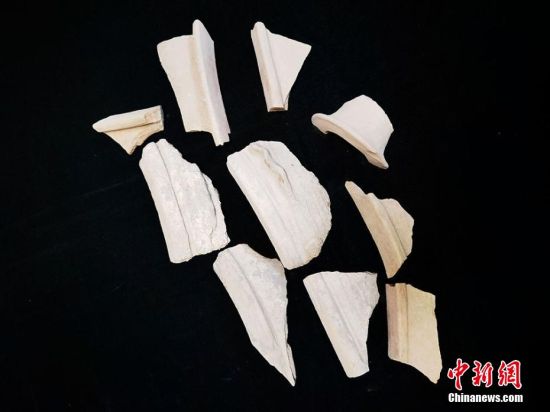 圖為靜寧縣賈河鄉(xiāng)竇坪村出土的彩陶片、紅陶片。 夏劍鋒 攝