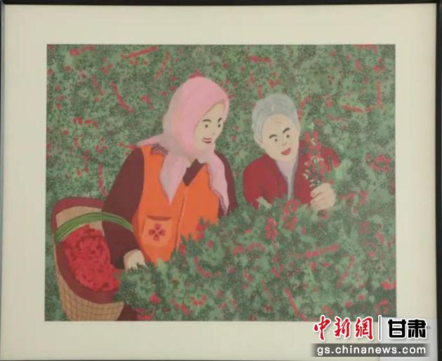 靖遠(yuǎn)縣枸杞種植業(yè)帶動10多萬農(nóng)民脫貧致富。刺繡 王明風(fēng) 繡稿 胡靜