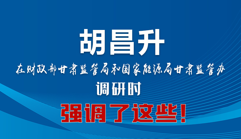 圖解|胡昌升在財(cái)政部甘肅監(jiān)管局和國家能源局甘肅監(jiān)管辦調(diào)研時強(qiáng)調(diào)了這些！