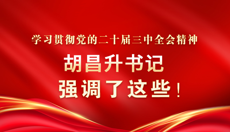 圖解|學(xué)習(xí)貫徹黨的二十屆三中全會(huì)精神 胡昌升書記強(qiáng)調(diào)了這些！